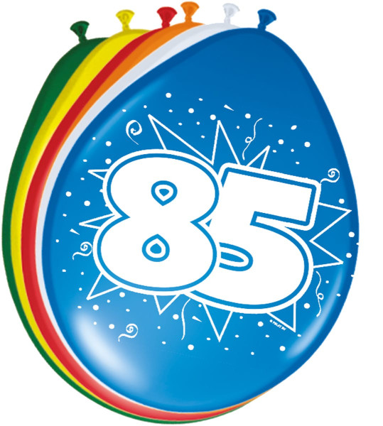 8 färgglada latexballonger nummer 85