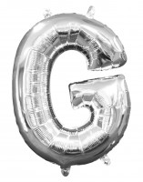 Mini foil balloon letter G silver 35cm