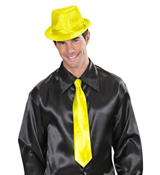 Krawatte glänzend neon gelb