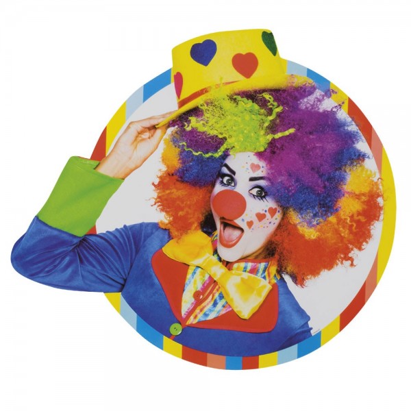 Farbenfrohe Clown Party Wanddeko 33cm
