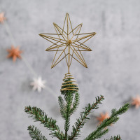 Golden metal star tree top 15.5cm