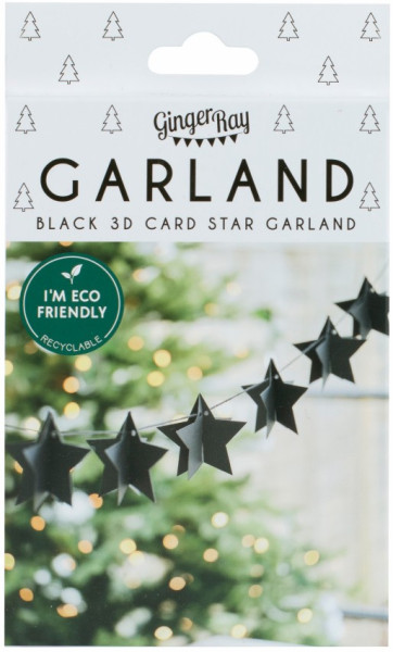 Black Eco star garland 2m