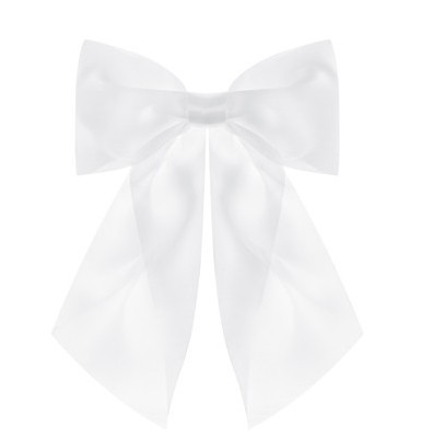 2 satin decorative bows white 18cm 2