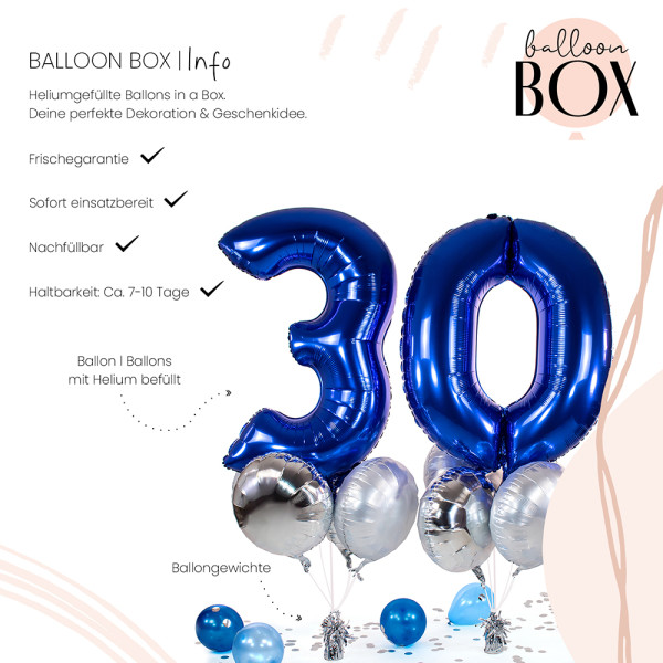 10 Heliumballons in der Box Blau 30 3