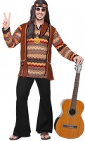 Retro Guy Hippie Kostüm für Herren braun