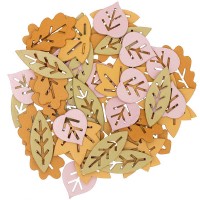 Förhandsgranskning: Scatter löv dekoration gjord av trä 48 stycken