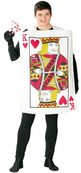 Disfraz de rey de corazones jugando a las cartas para hombre