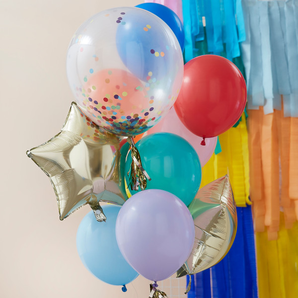 Kolorowy bukiet balonów z gwiazdą imprezową