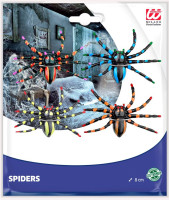 Vorschau: 4 Bunte Neon-Spinnen Webstars 7,5cm