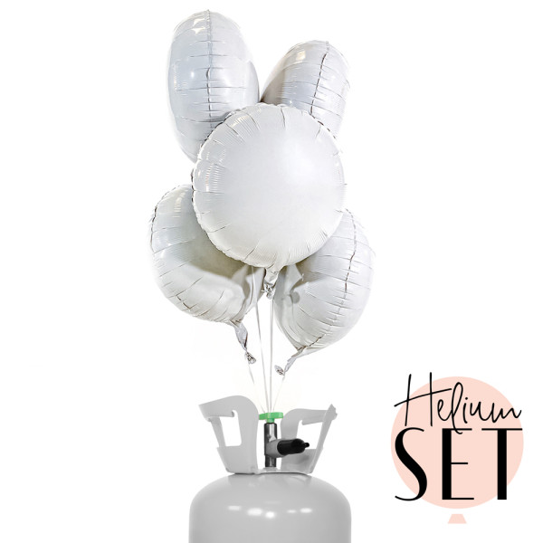 Simply White Ballonbouquet-Set mit Heliumbehälter