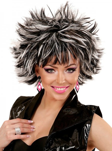 80s wig Stacy black and white