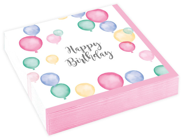 20 pastel birthday napkins 25cm