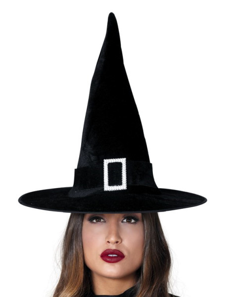 Sombrero de bruja de terciopelo para mujer en color negro