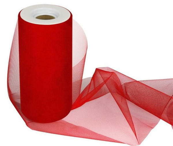 Tulle table roll Maya red 25m x 15cm