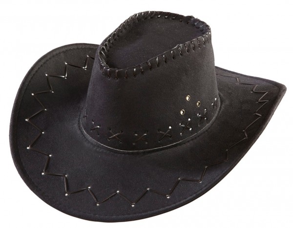 Sombrero de vaquero Gary negro con costuras