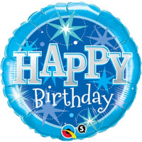 Folienballon Happy Birthday Blue Stars