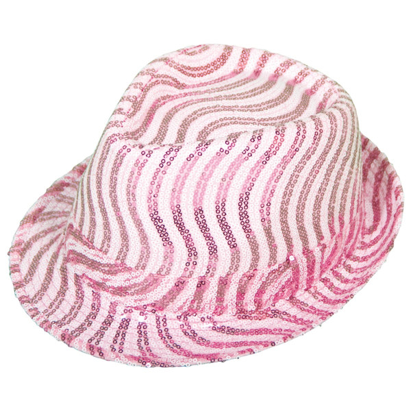 Pailletten hoed in roze en wit