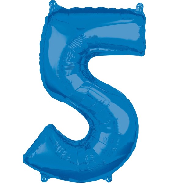 Blue number 5 foil balloon 66cm