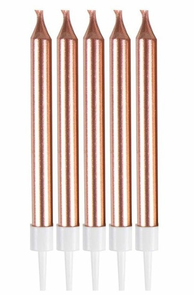 10 rose gold candles 6cm