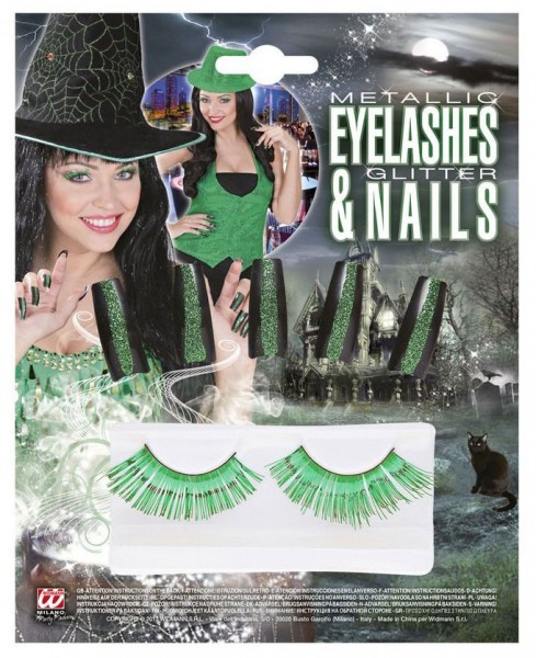 Greeny Witch Eyelashes & Nail Set