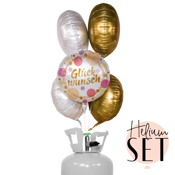 Shiny Dots Glückwunsch Ballonbouquet-Set mit Heliumbehälter