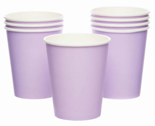 8 fioletowych kubków papierowych o pojemności 227 ml