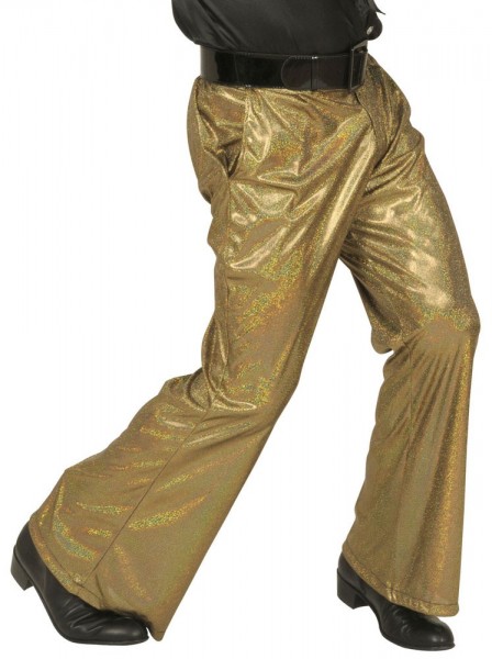 Glitter Disco wijd uitlopende broek voor heren goud 2