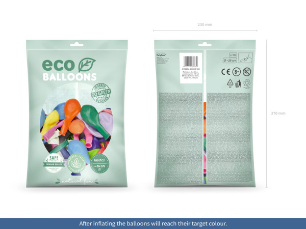 100 balonów eco pastelowych kolorowych 26cm