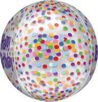 Aperçu: Ballon aluminium confettis joyeux anniversaire
