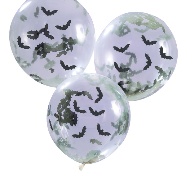 5 globos de confeti de murciélago aterrador 30cm