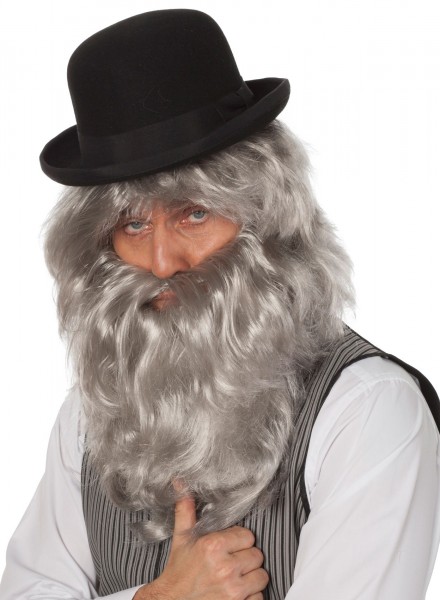 Peluca amish brillante con barba