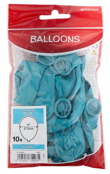 10 Aqua Perlmutt Luftballons Partydancer 27,5cm 2