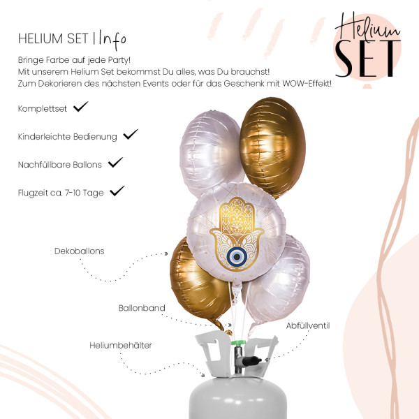 Hand of Hamsa Ballonbouquet-Set mit Heliumbehälter 3