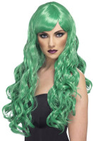 Peluca de mujer de pelo largo verde