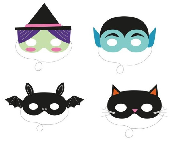 4 máscaras de monstruos de Halloween de bricolaje