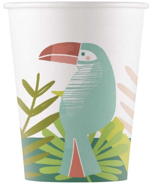 8 tropical toucan paper cups 200ml