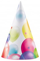 8 balloon Carnival party hats 16cm