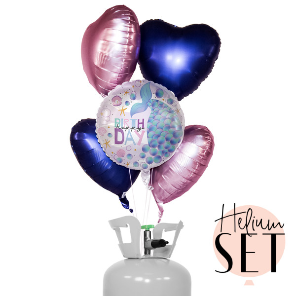 Magical Mermaid Birthday Ballonbouquet-Set mit Heliumbehälter