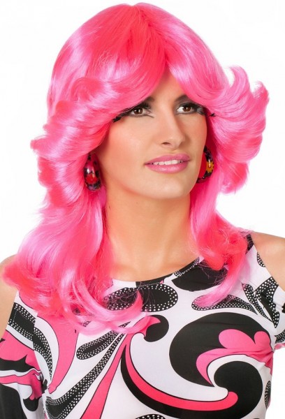70s secador de pelo peluca rosa