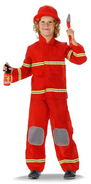 Knallrotes Feuerwehrmann Kinderkostüm