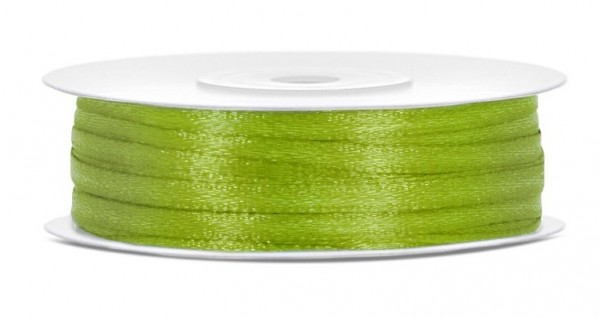 50m satin ribbon, apple green, 3mm wide