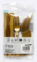 Oversigt: Gylden kniv og gaffel sæt 24 stk