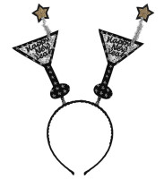 Oversigt: Nytårs hovedbøjle med martini briller sølv