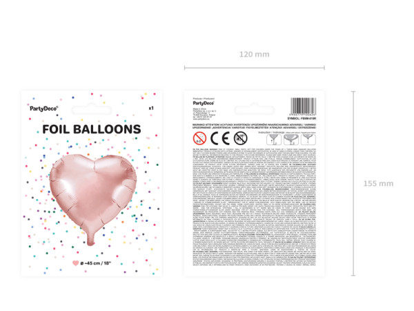 Ballon cœur aluminium or rose 45cm