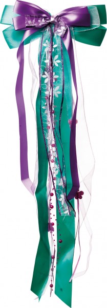 Sac bandoulière nœud turquoise-violet 23 x 50cm