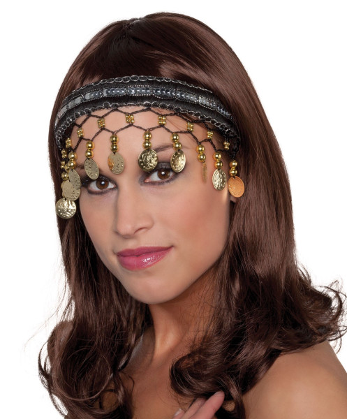 Black Zarafina headband with coins