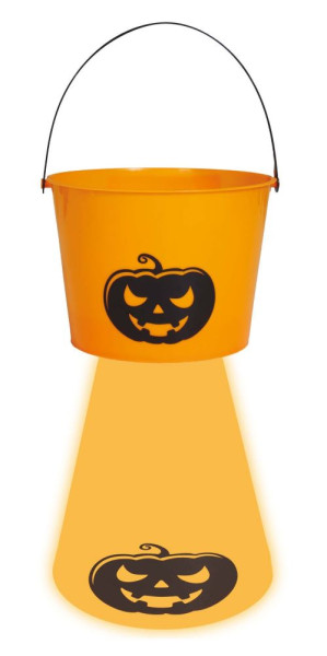 Bucket dark pumpkin with light 20cm