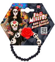 Preview: Skull bracelet with red rose