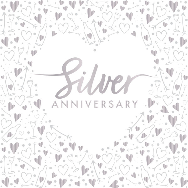 16 Silver Anniversary napkins 33cm
