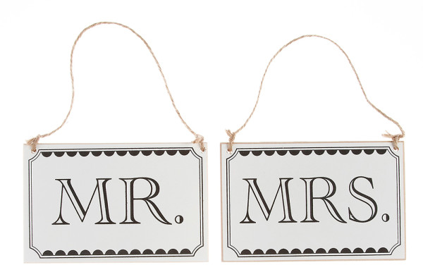 Vintage Mr & Mrs skilte